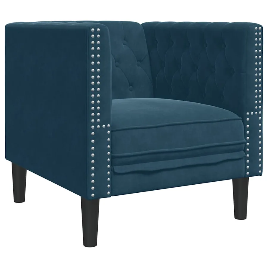 Ensemble de canapé Chesterfield et traversins 3pcs bleu velours - 6