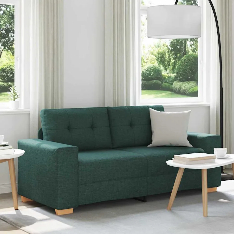Canapé deux places vert foncé 180x77x82 cm en tissu