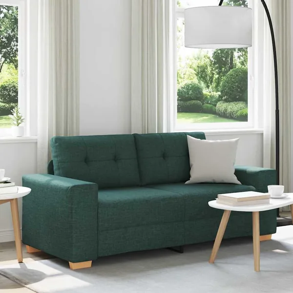 Canapé deux places vert foncé 180x77x82 cm en tissu