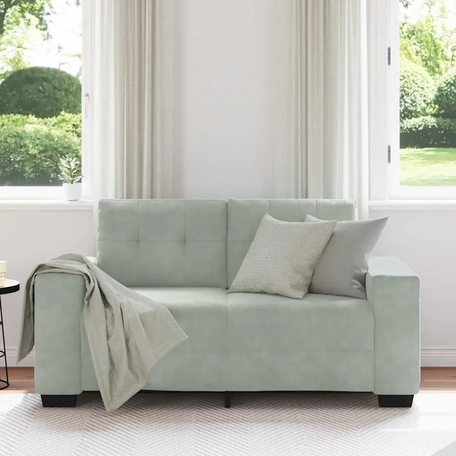 Canapé causeuse gris clair 160x77x82 cm velours - 3
