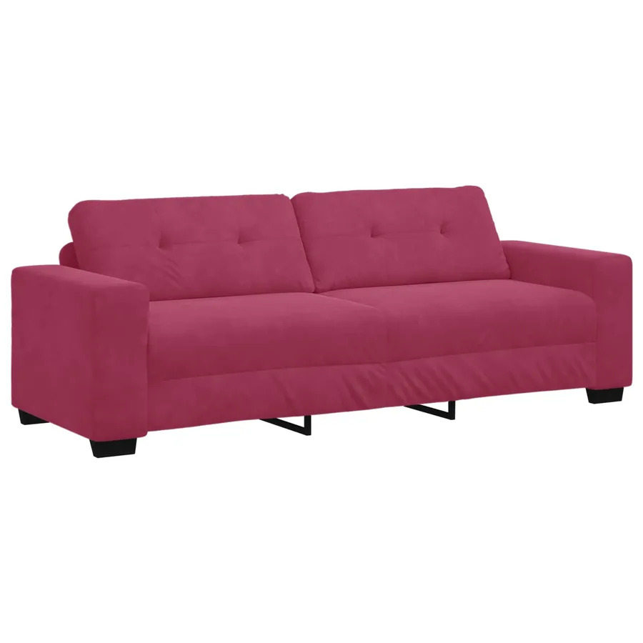 Canapé 3 places rouge bordeaux 180 cm velours