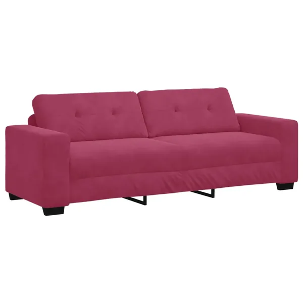 Canapé 3 places rouge bordeaux 180 cm velours