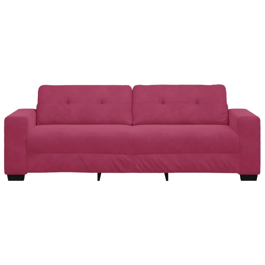 Canapé 3 places rouge bordeaux 180 cm velours - 2