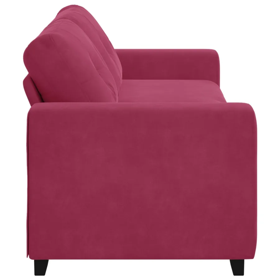 Canapé 3 places rouge bordeaux 180 cm velours - 3