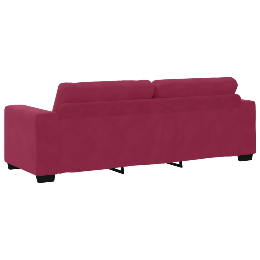 Canapé 3 places rouge bordeaux 180 cm velours - 4