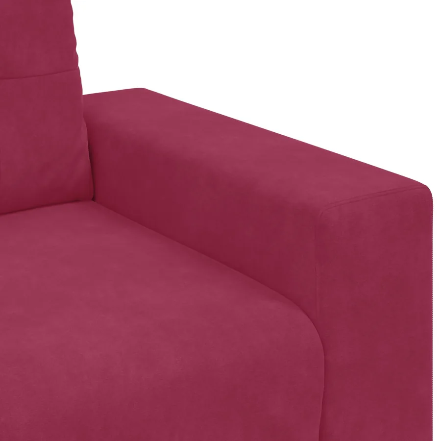 Canapé 3 places rouge bordeaux 180 cm velours - 5