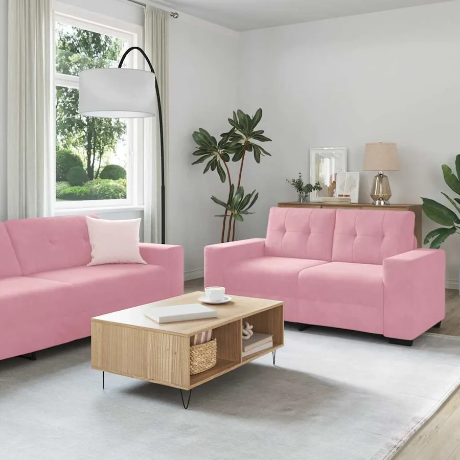 Ensemble de Canapés 3 pcs Rose 221 x 80 x 80 cm Velours