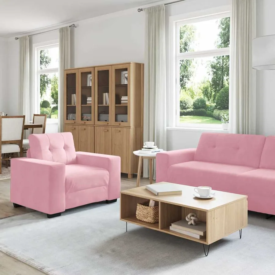 Ensemble de Canapés 3 pcs Rose 221 x 80 x 80 cm Velours - 3