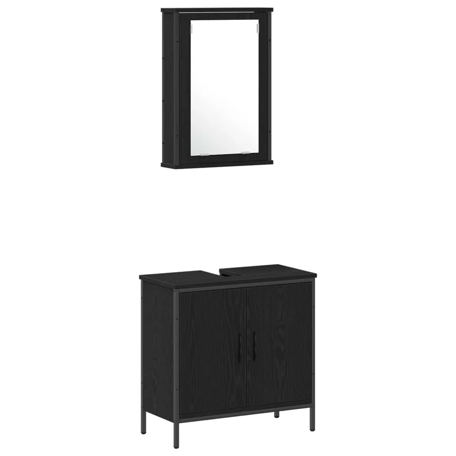 Ensemble de mobilier de salle de bain avec étagère 3 pcs Noir - 6