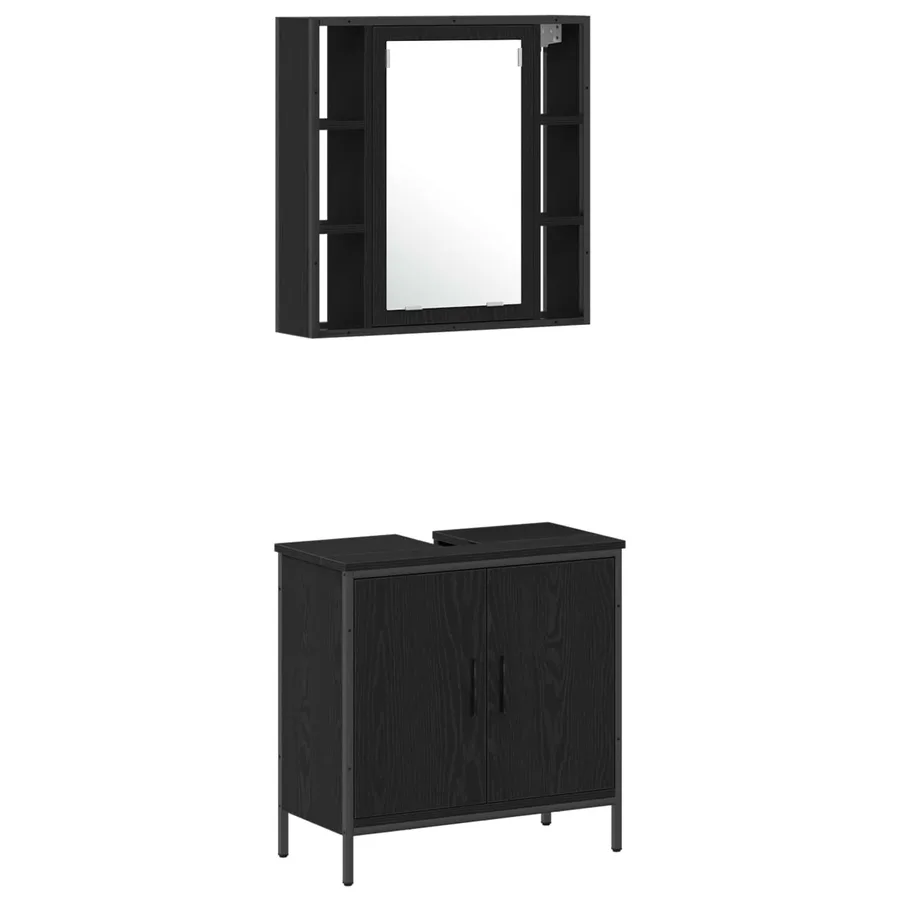 Meubles de salle de bain 3 pcs Noir Bois d'ingénierie - 6