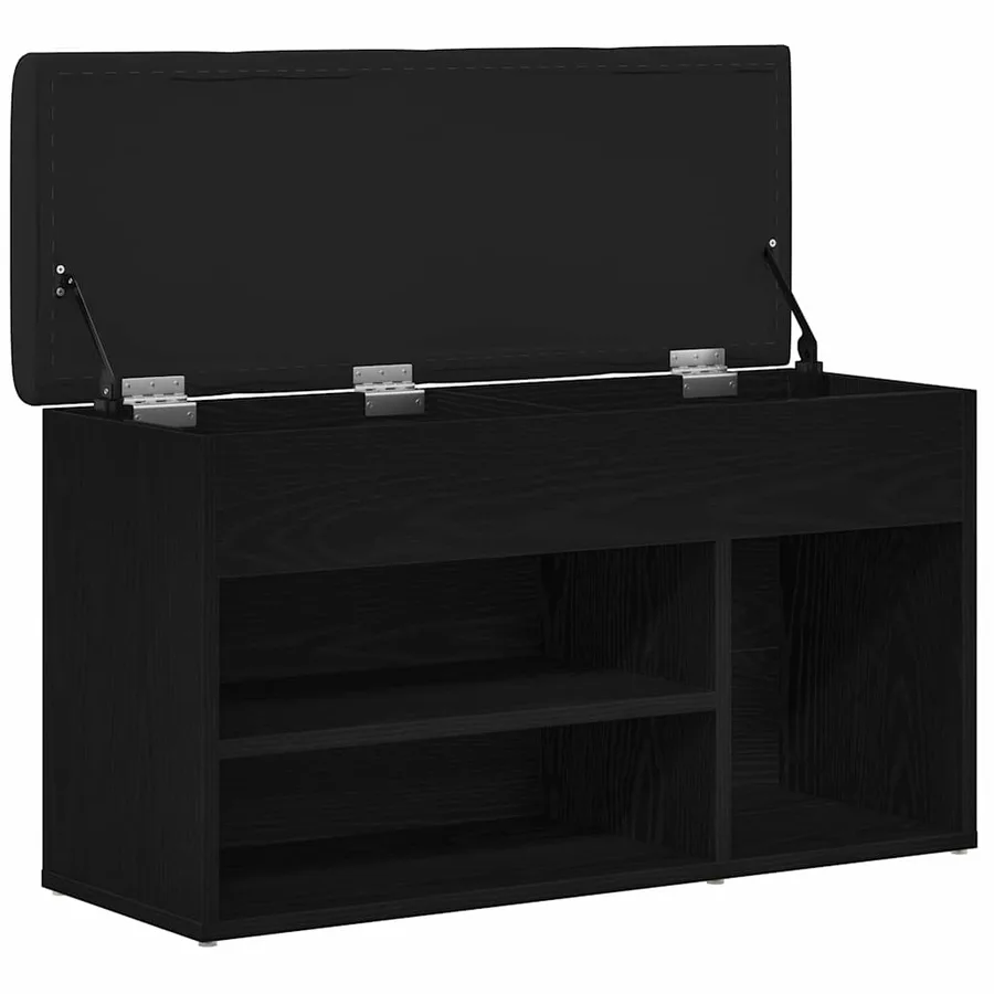 Banc à chaussures Noir 80 x 30 x 45 cm Bois d'ingénierie - 5