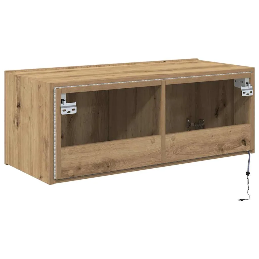Meuble TV mural 80 x 35 x 31 cm Chêne artisanal - 10