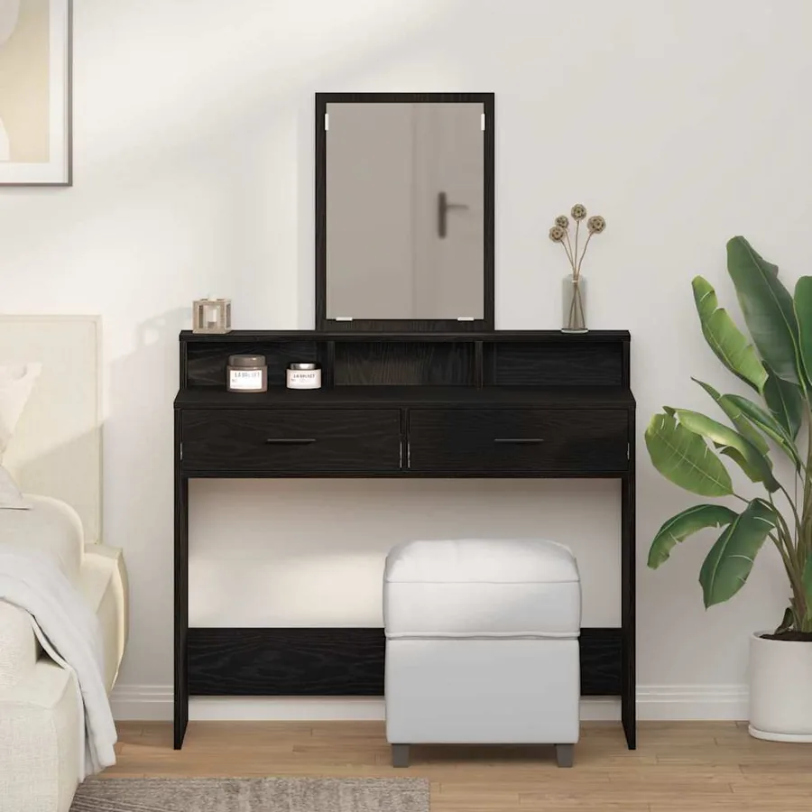 Table de Toilette avec tiroir Chêne noir 100 x 41 x 140 cm