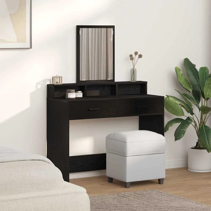 Table de Toilette avec tiroir Chêne noir 100 x 41 x 140 cm - 4