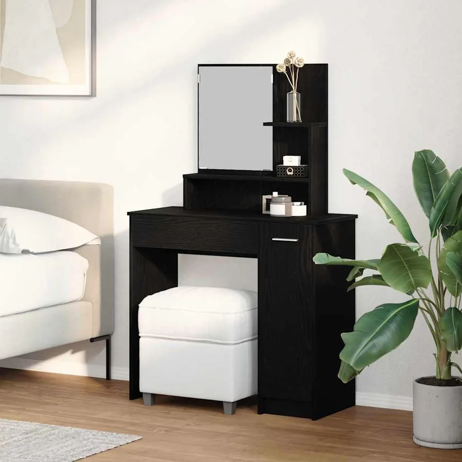 Table de Toilette avec tiroir Chêne noir 86,5 x 35 x 136 cm