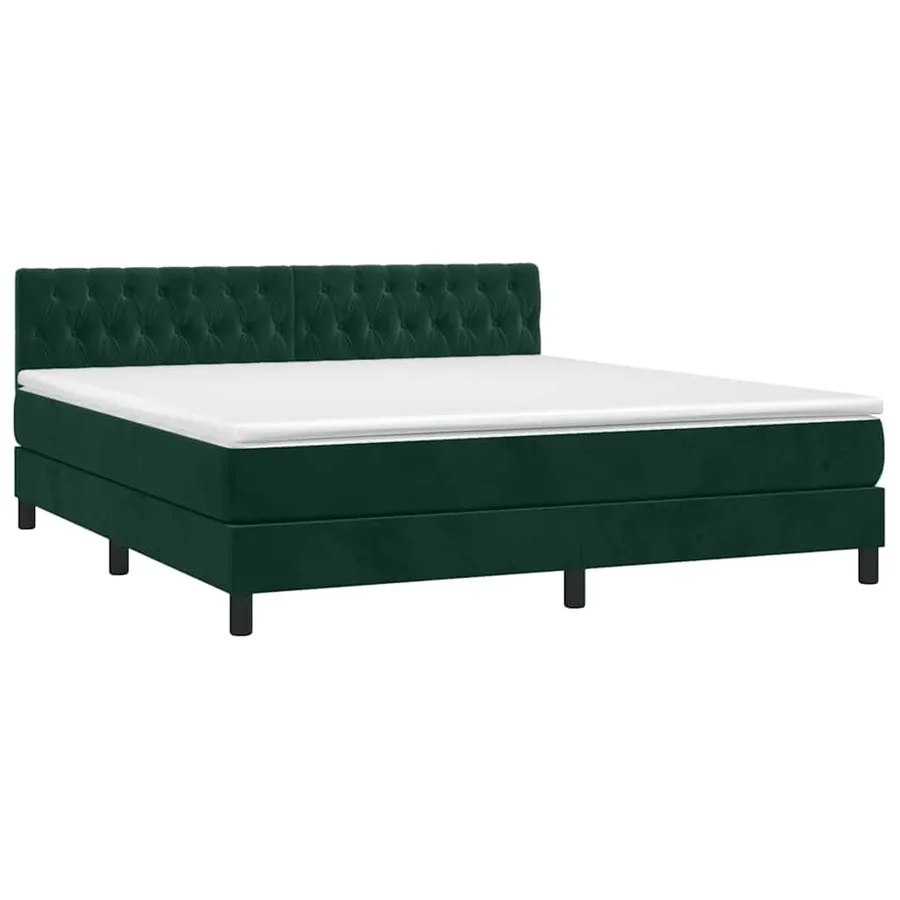 Sommier à lattes de lit avec matelas LED Vert foncé 160x200 cm - 3