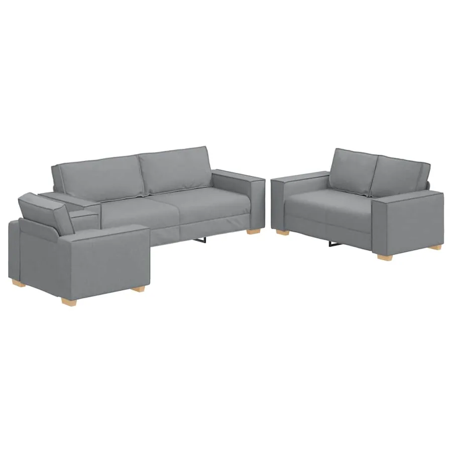 Canapé 3 pcs Gris clair 220 x 80 x 84 cm Tissu en lin mélangé - 2