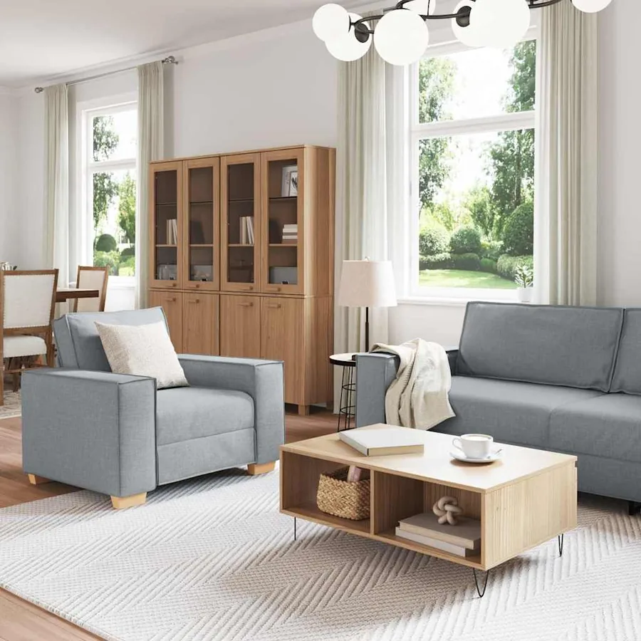 Canapé 3 pcs Gris clair 220 x 80 x 84 cm Tissu en lin mélangé - 3