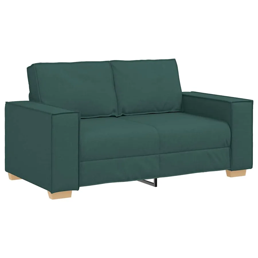 Ensemble de canapé 2 pcs avec coussins en tissu vert foncé - 4