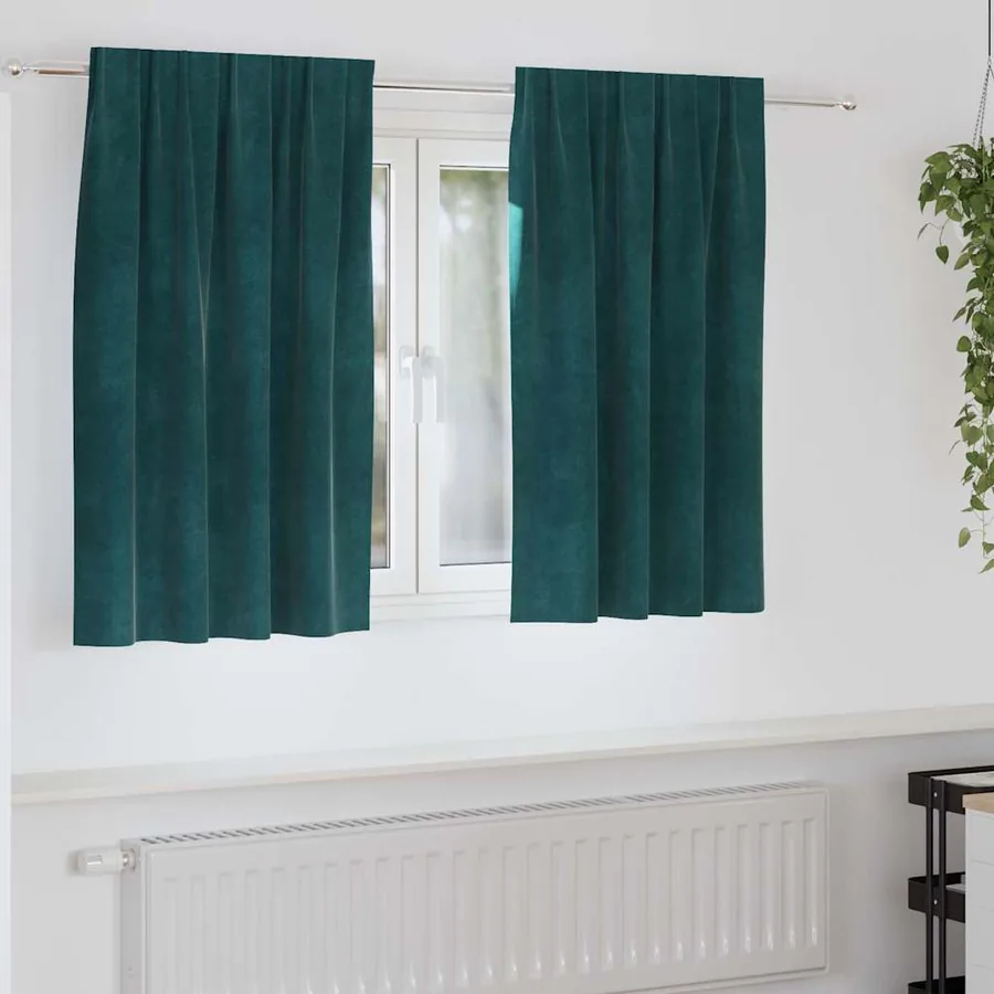 Rideaux occultants 2 pcs Vert foncé 140 x 140 cm Velours