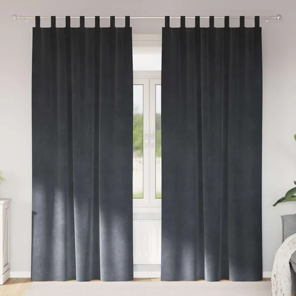 Rideaux occultants 2 pcs Gris clair 140 x 245 cm Velours