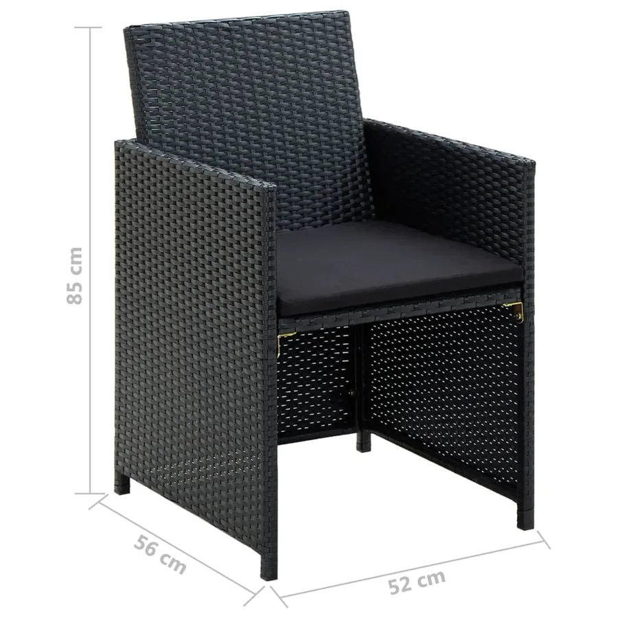 Salon de jardin 4 pcs avec coussins Résine tressée Noir - 13