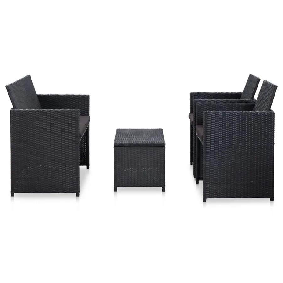 Salon de jardin 4 pcs avec coussins Résine tressée Noir - 3