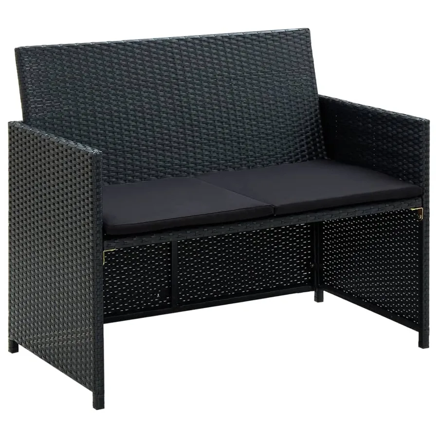 Salon de jardin 4 pcs avec coussins Résine tressée Noir - 4