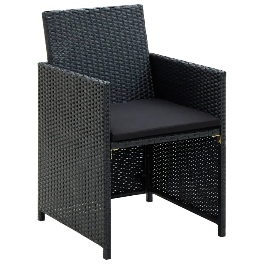 Salon de jardin 4 pcs avec coussins Résine tressée Noir - 6