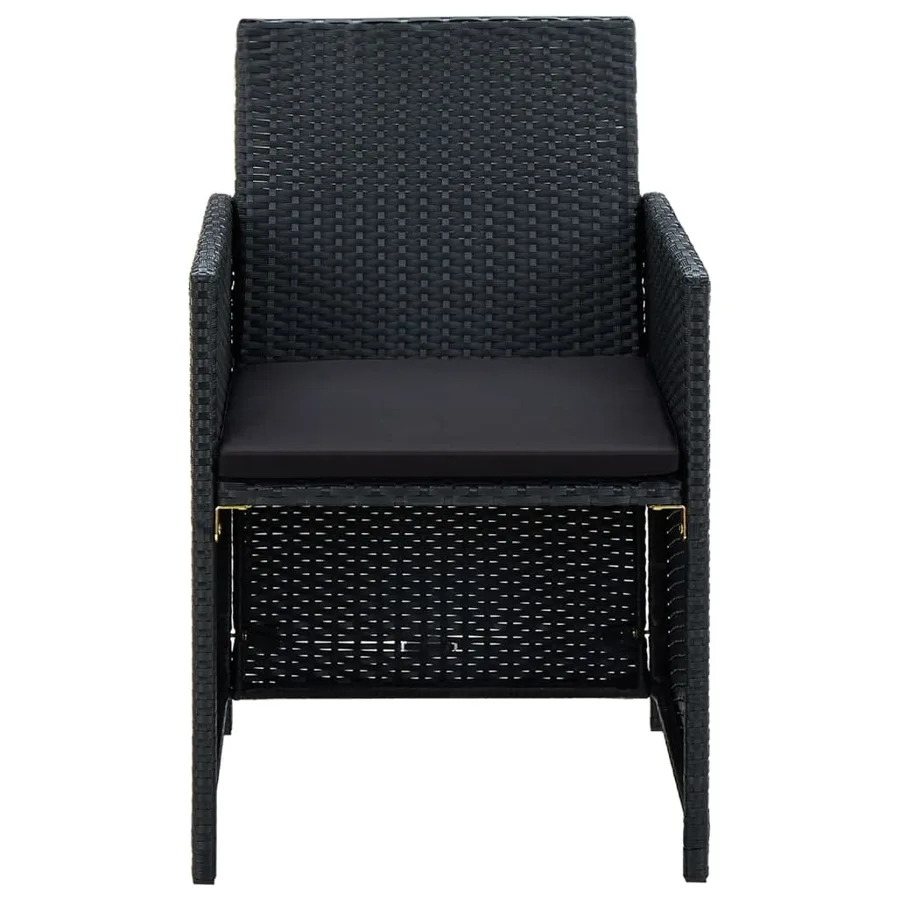 Salon de jardin 4 pcs avec coussins Résine tressée Noir - 7