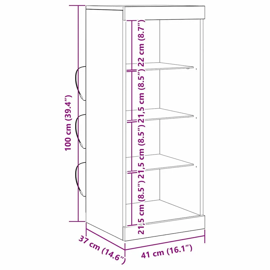 Buffet LED Chêne artisanal 41 x 37 x 100 cm Bois d'ingénierie - 14