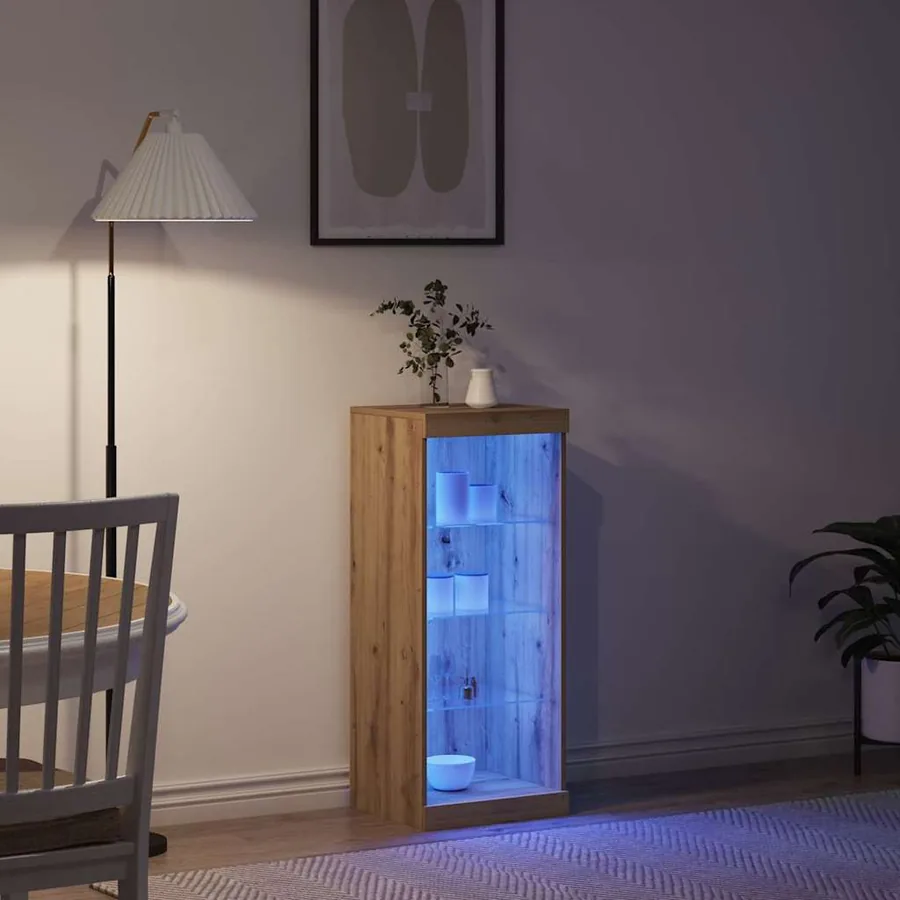 Buffet LED Chêne artisanal 41 x 37 x 100 cm Bois d'ingénierie - 5