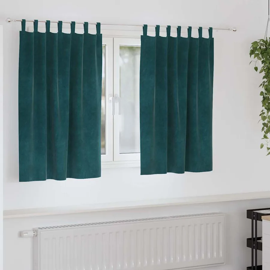 Rideaux occultants 2 pcs Vert foncé 140 x 140 cm Velours