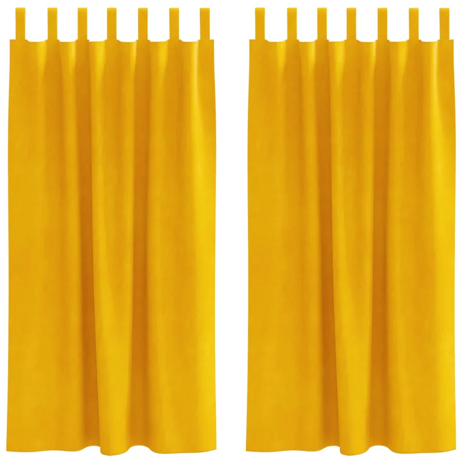 Rideaux occultants 2 pcs Jaune moutarde 140 x 175 cm Velours - 2