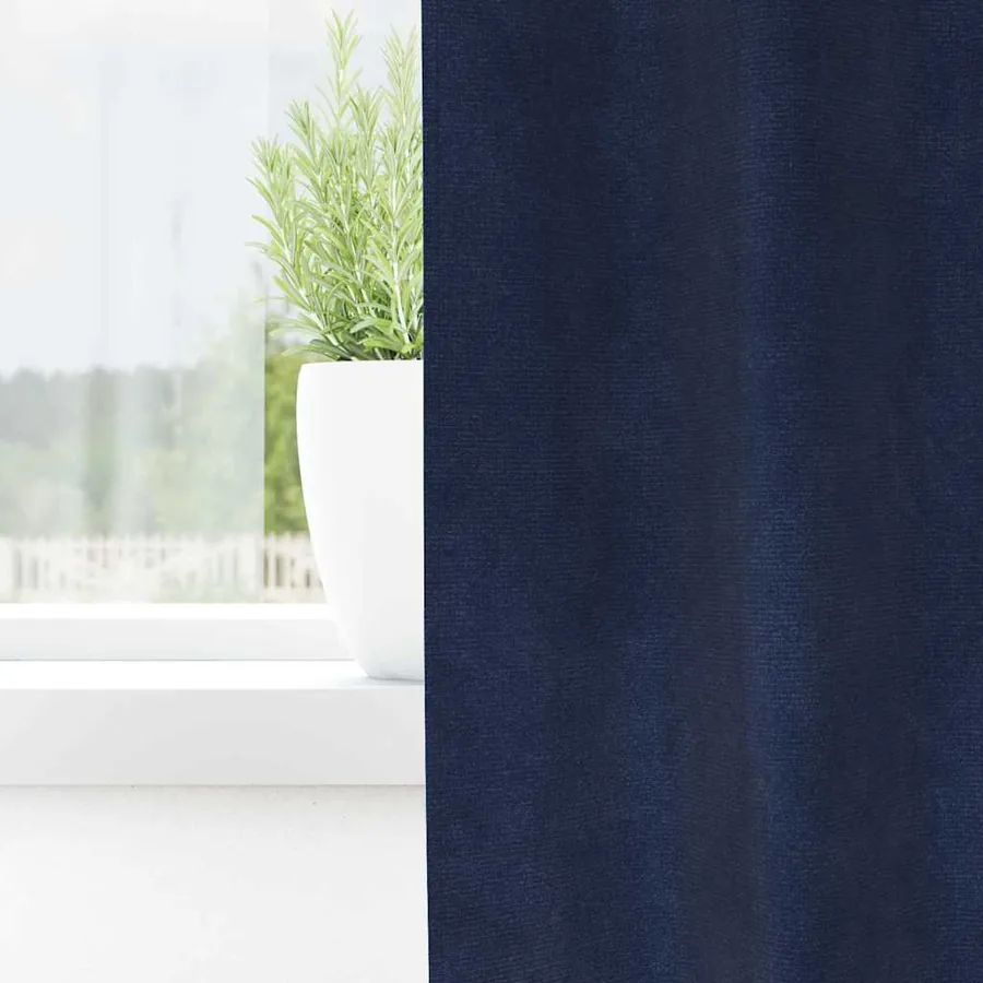 Rideaux occultants 2 pcs Bleu foncé 140 x 225 cm Velours - 3