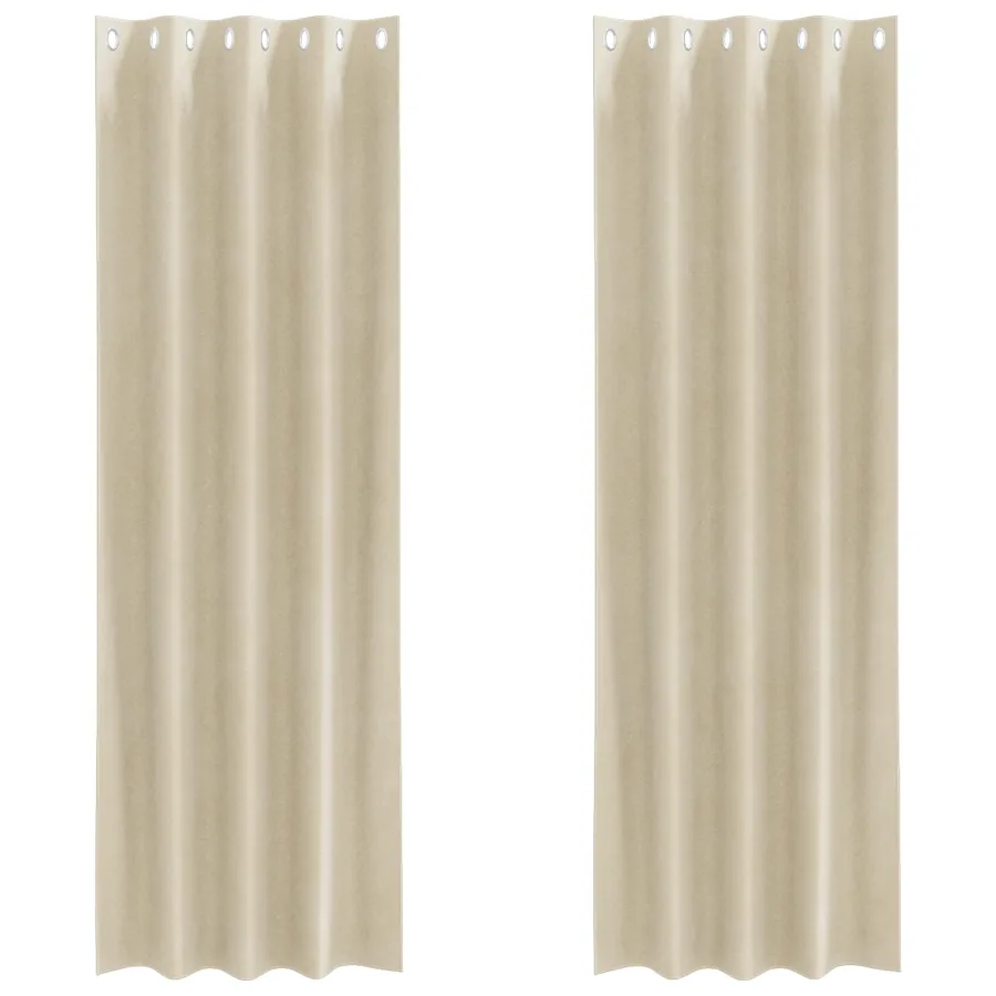 Rideaux occultants 2 pcs Crème 140 x 245 cm Velours - 2