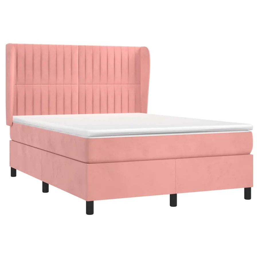 Sommier à lattes de lit avec matelas Rose 140x190 cm Velours - 3
