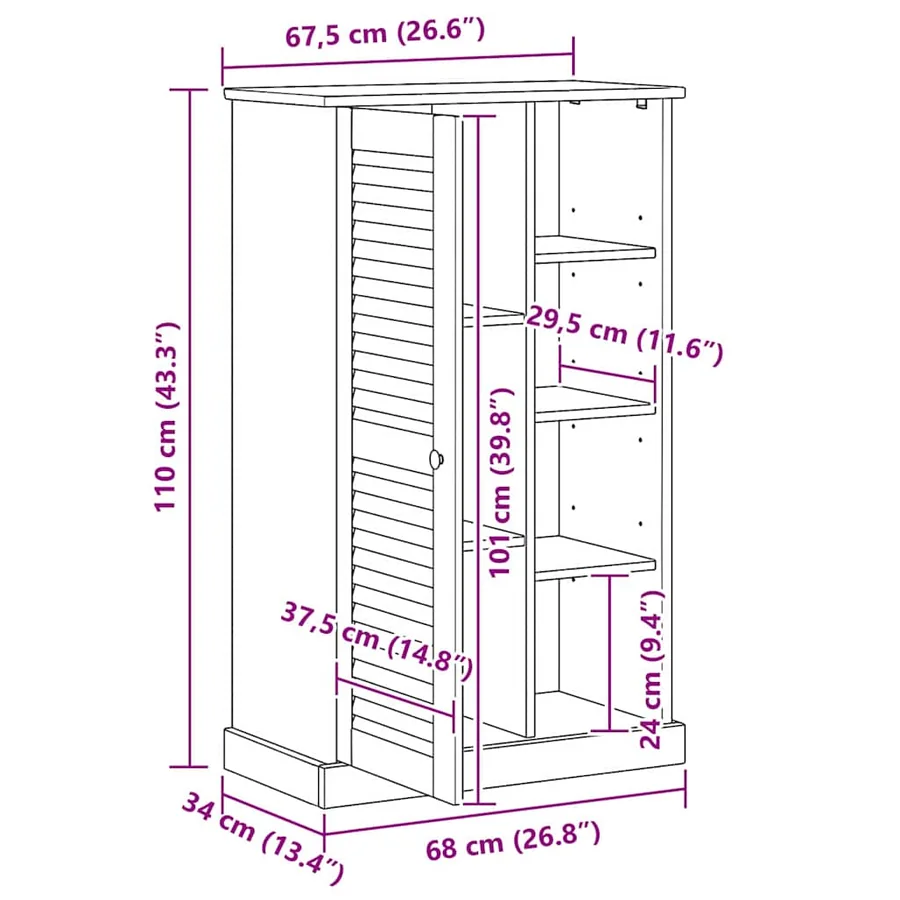 Armoire de salle de bain avec porte VIGO Blanc et Blanc Antique - 12