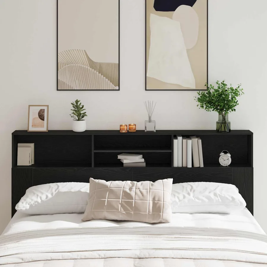 Cabinet de Tête de Lit Chêne noir 200 x 19 x 103,5 cm