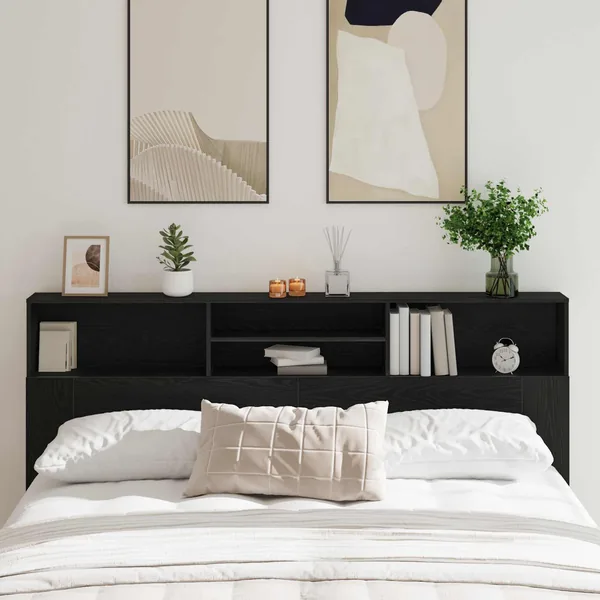 Cabinet de Tête de Lit Chêne noir 200 x 19 x 103,5 cm