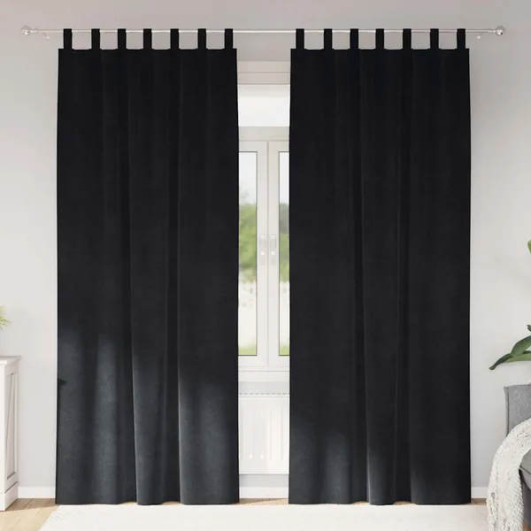 Rideaux occultants 2 pcs Noir 140 x 245 cm Velours