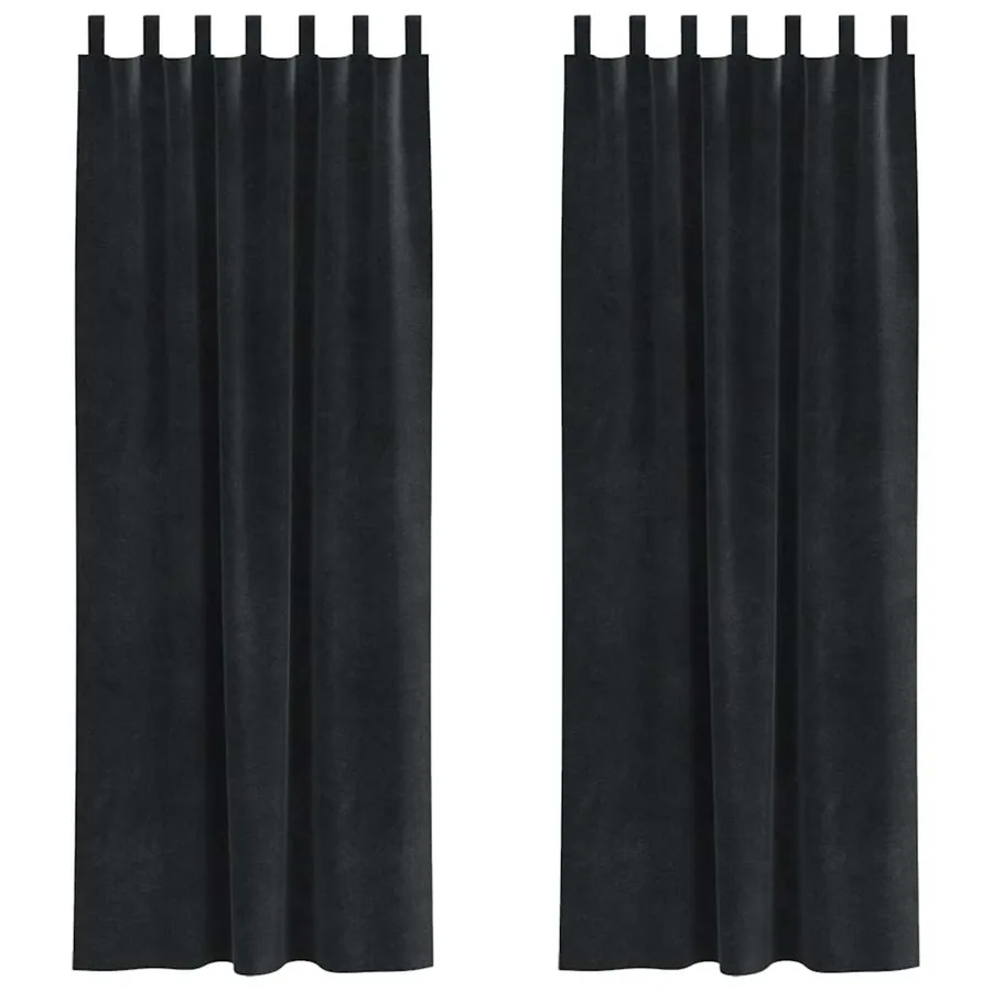 Rideaux occultants 2 pcs Noir 140 x 245 cm Velours - 2
