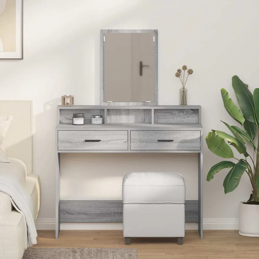 Table de Toilette avec tiroir Gris Sonoma 100 x 41 x 140 cm