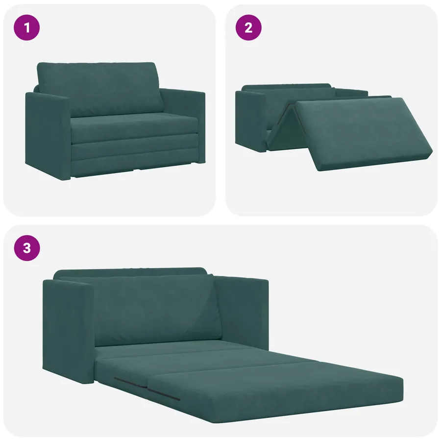 Canapé-Lit Vert foncé 124 x 71 x 78 cm Velours - 8