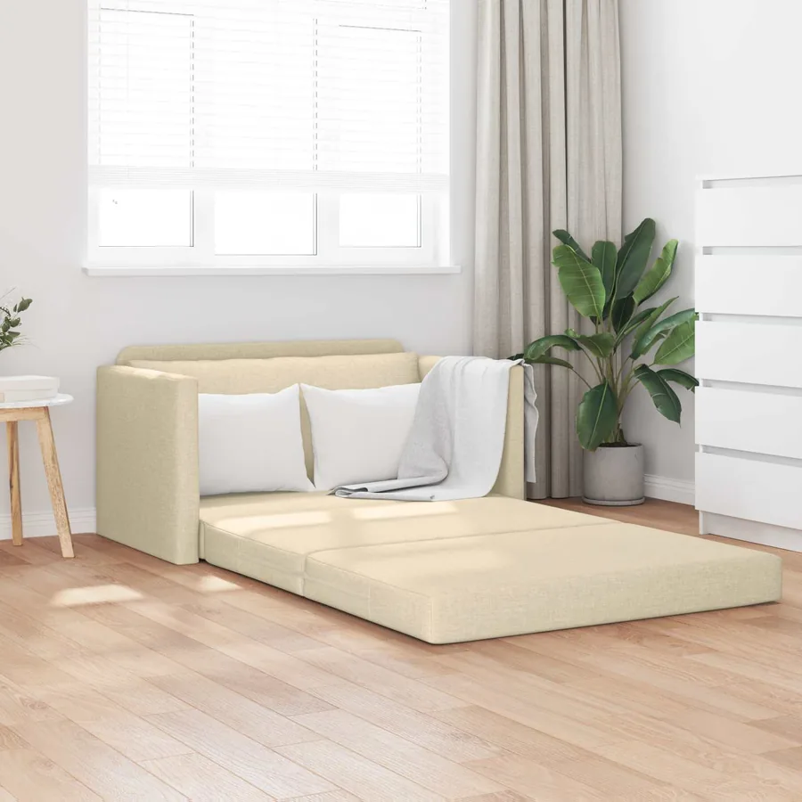 Canapé-Lit 110cm Crème tissu
