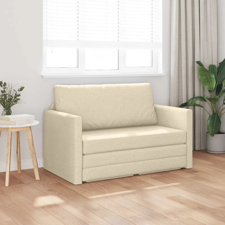 Canapé-Lit 110cm Crème tissu - 3
