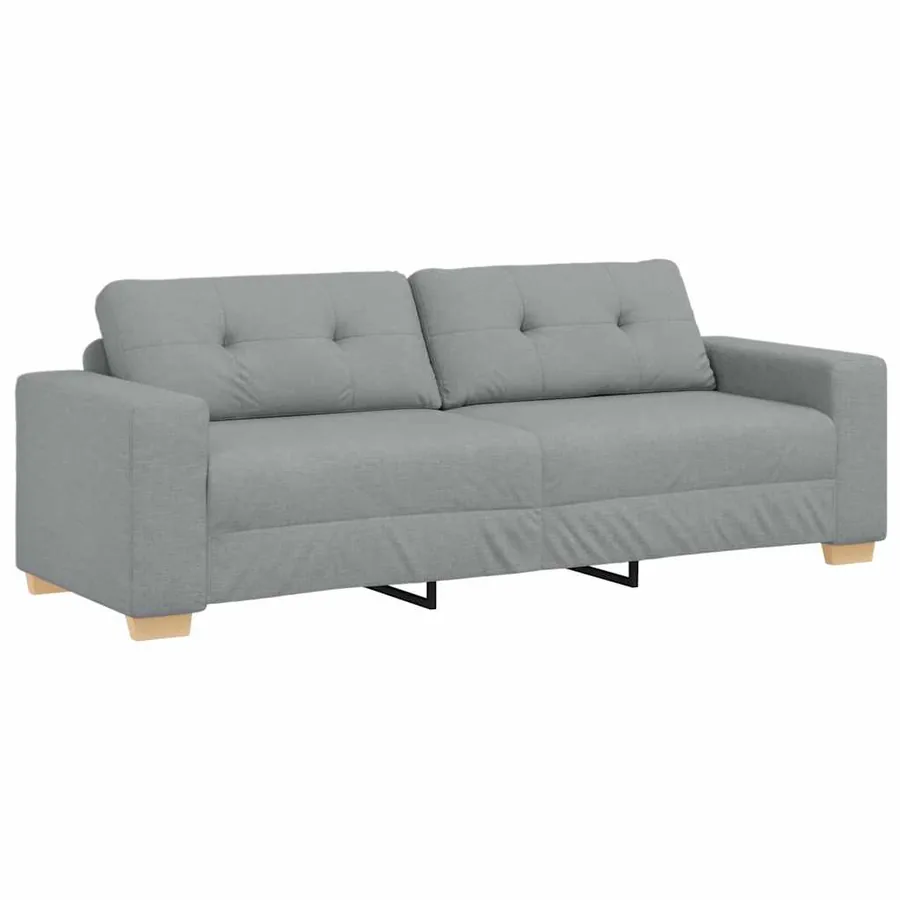 Canapé 3 places gris clair 220 x 78 x 80 cm tissu - 2