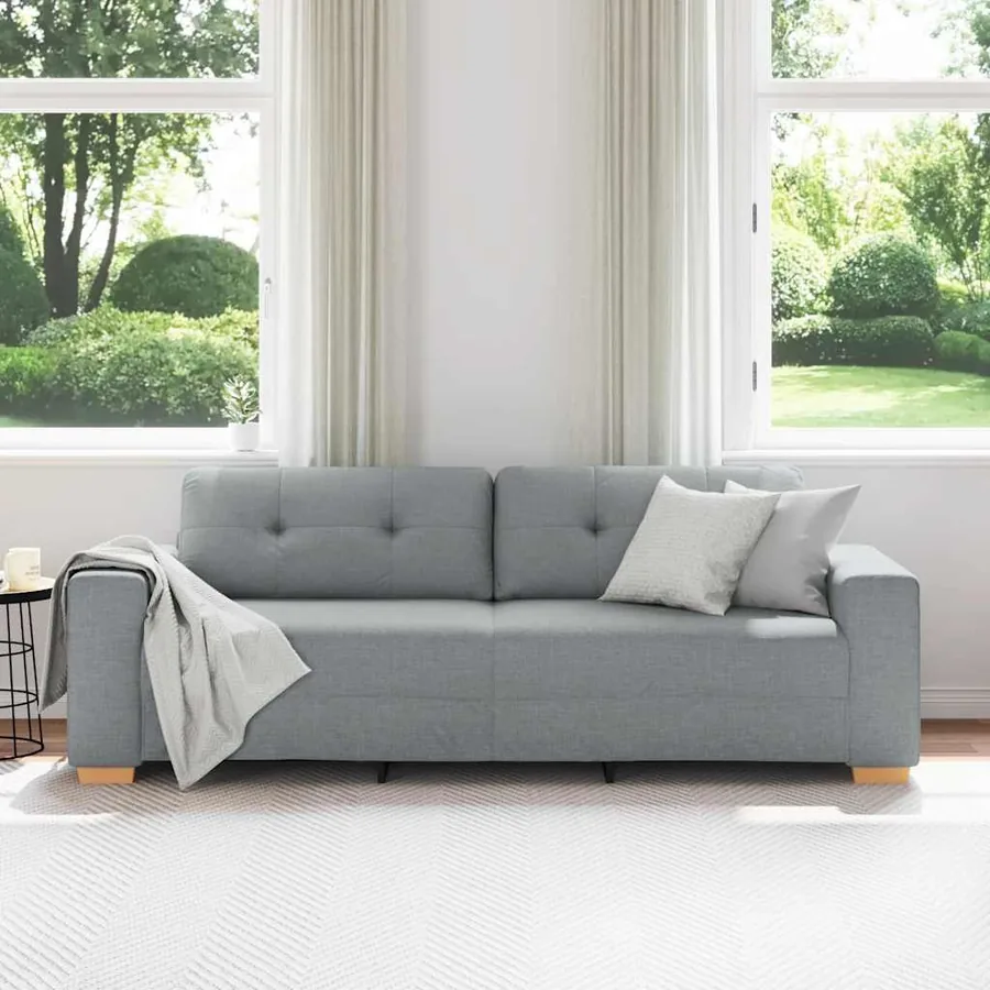 Canapé 3 places gris clair 220 x 78 x 80 cm tissu - 3