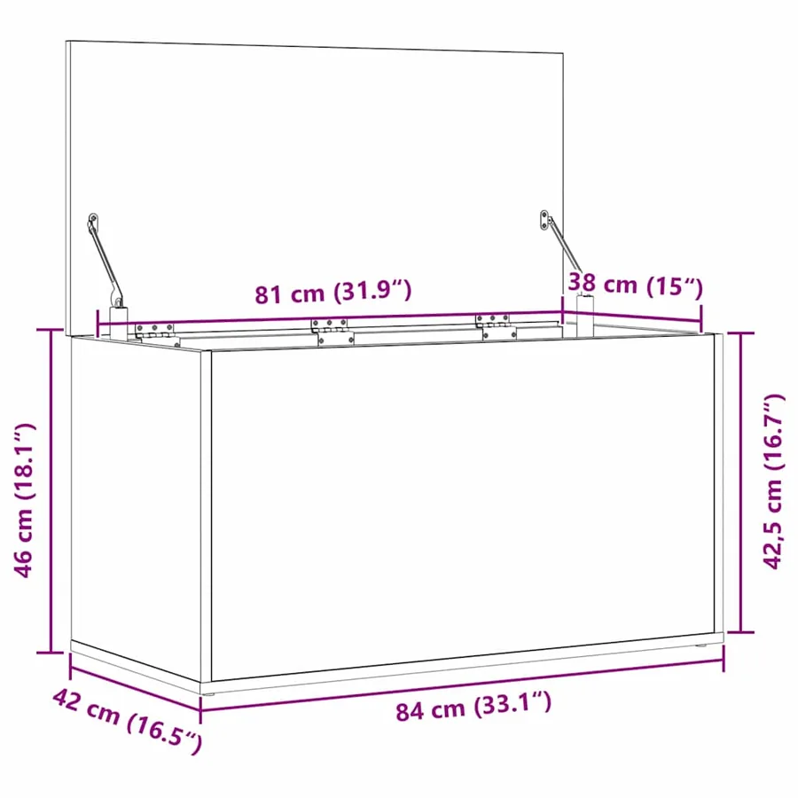 Boîte de Rangement Chêne noir 84 x 42 x 46 cm Bois d'ingénierie - 12