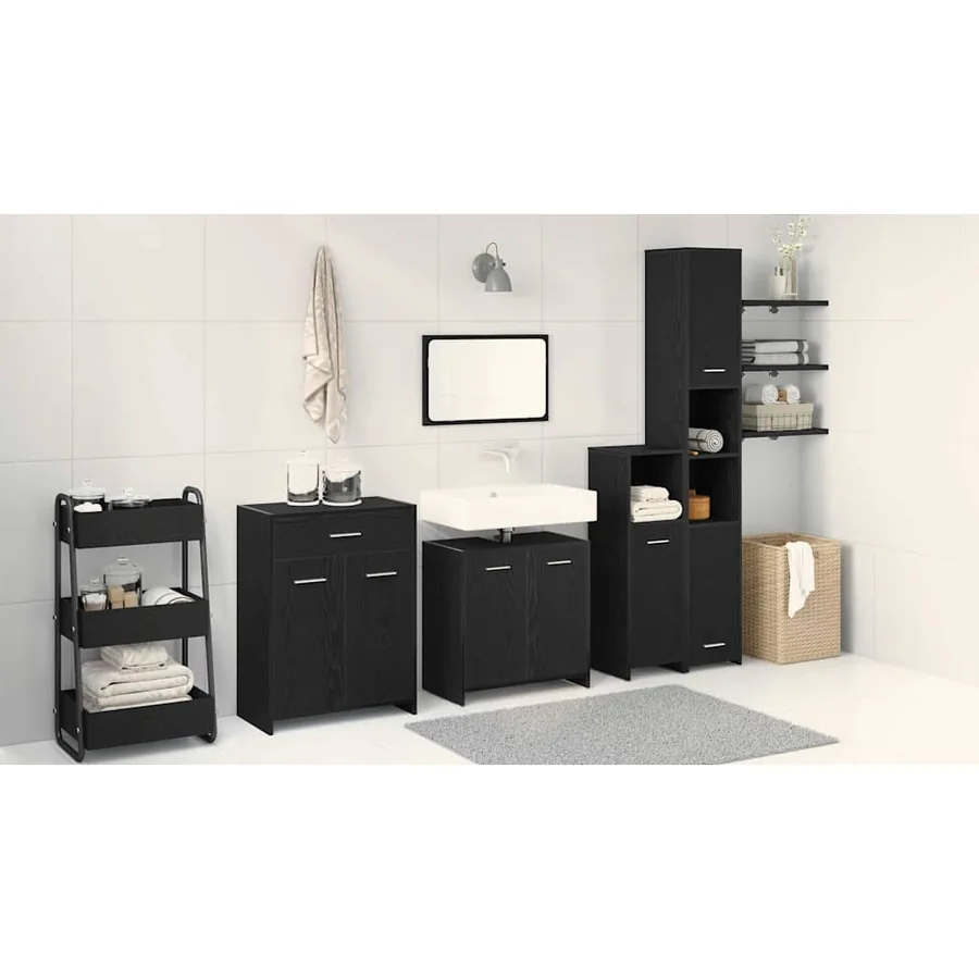 Ensemble de mobilier de salle de bain 4 pcs Chêne noir